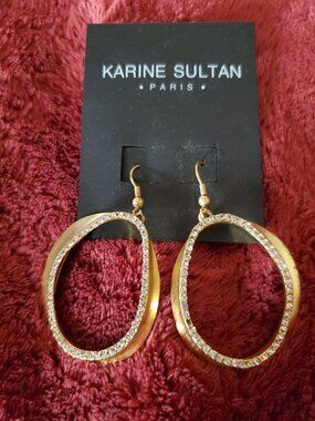 Karine Sultan Chloe Pavé Statement Drop Earrings Gold Tone NWOT